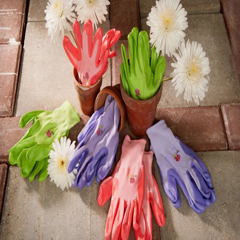Women Micro-Foam Garden Gloves, Assorted Colors, 6 Pairs Large