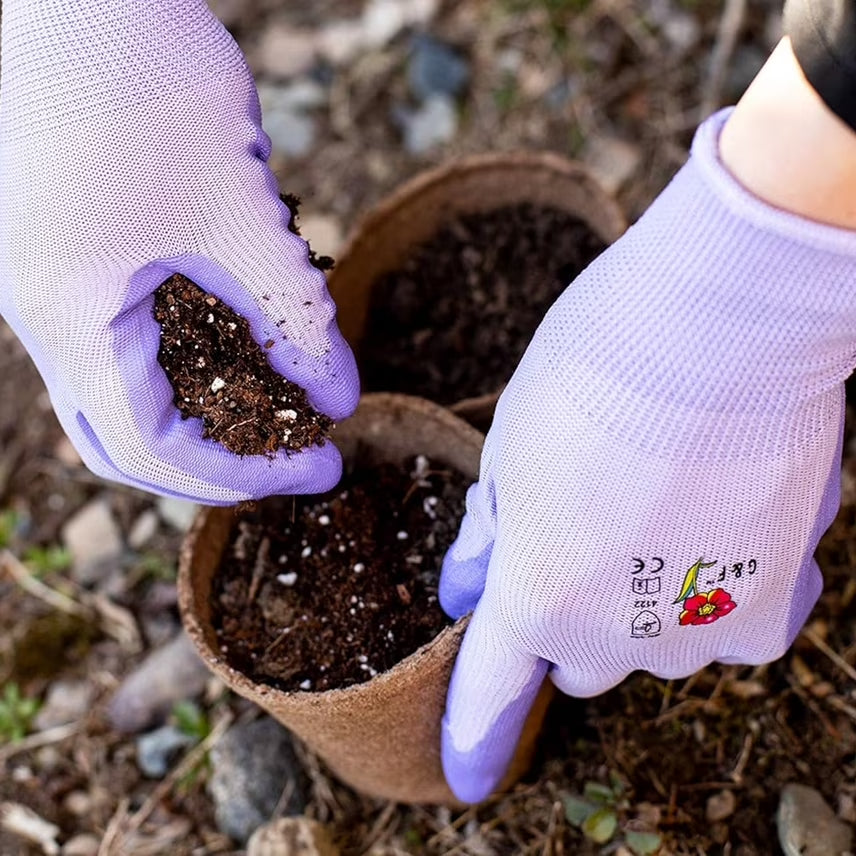Women Micro-Foam Garden Gloves, Assorted Colors, 6 Pairs Large