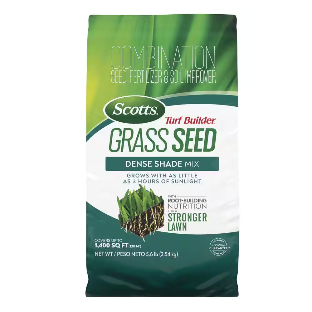 Turf Builder 5.6 Lbs. Grass Seed Dense Shade Mix with Fertilizer and Soil Improver Grows with Little Sunlight