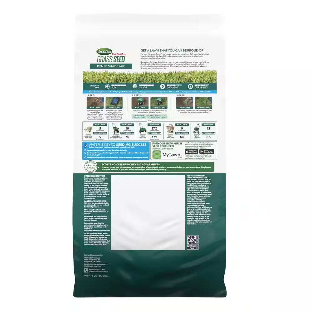 Turf Builder 5.6 Lbs. Grass Seed Dense Shade Mix with Fertilizer and Soil Improver Grows with Little Sunlight