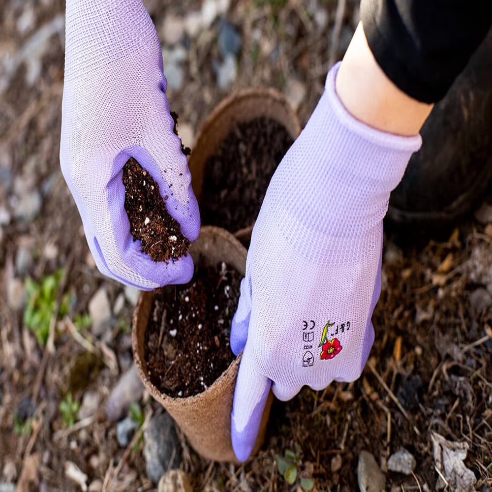 Women Micro-Foam Garden Gloves, Assorted Colors, 6 Pairs Large