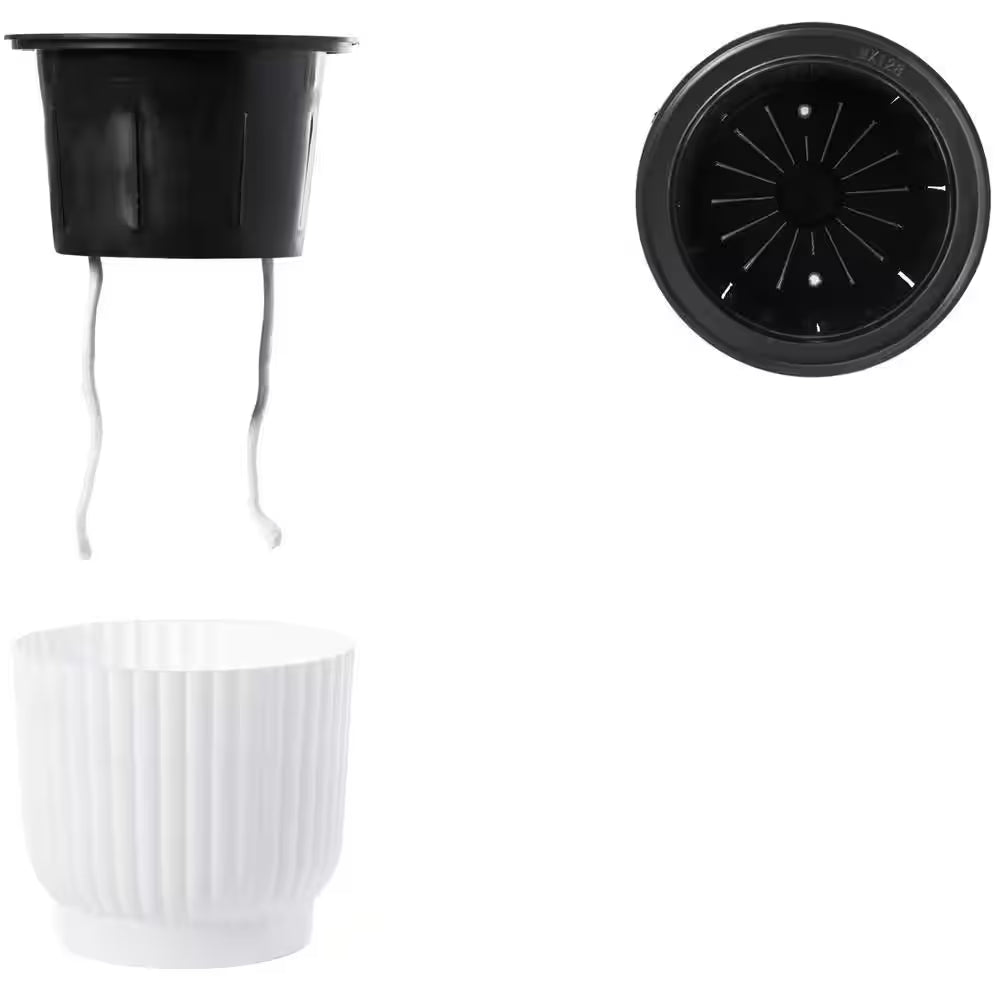 Plastic White Flower Pot Self Watering Planter (6-Pack)