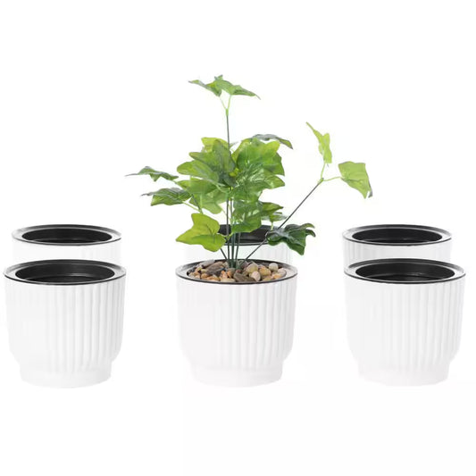 Plastic White Flower Pot Self Watering Planter (6-Pack)