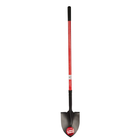 Tools round Point Shovel - Sturdy 48” Fiberglass Handle - Heavy Duty 16 Gauge Steel Head