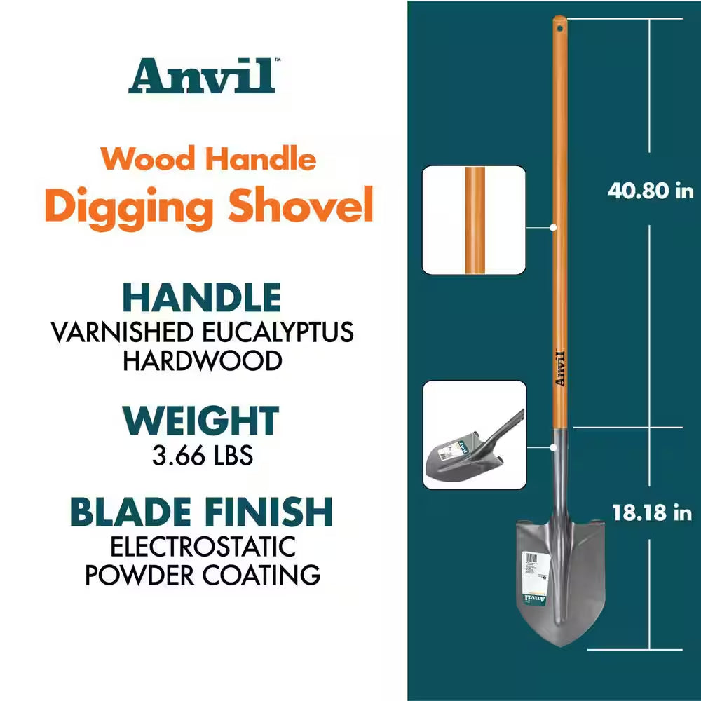 3-Piece Wood Handle Garden Essentials Tool Set (Poly Leaf Rake, Digging Shovel and Bow Rake)